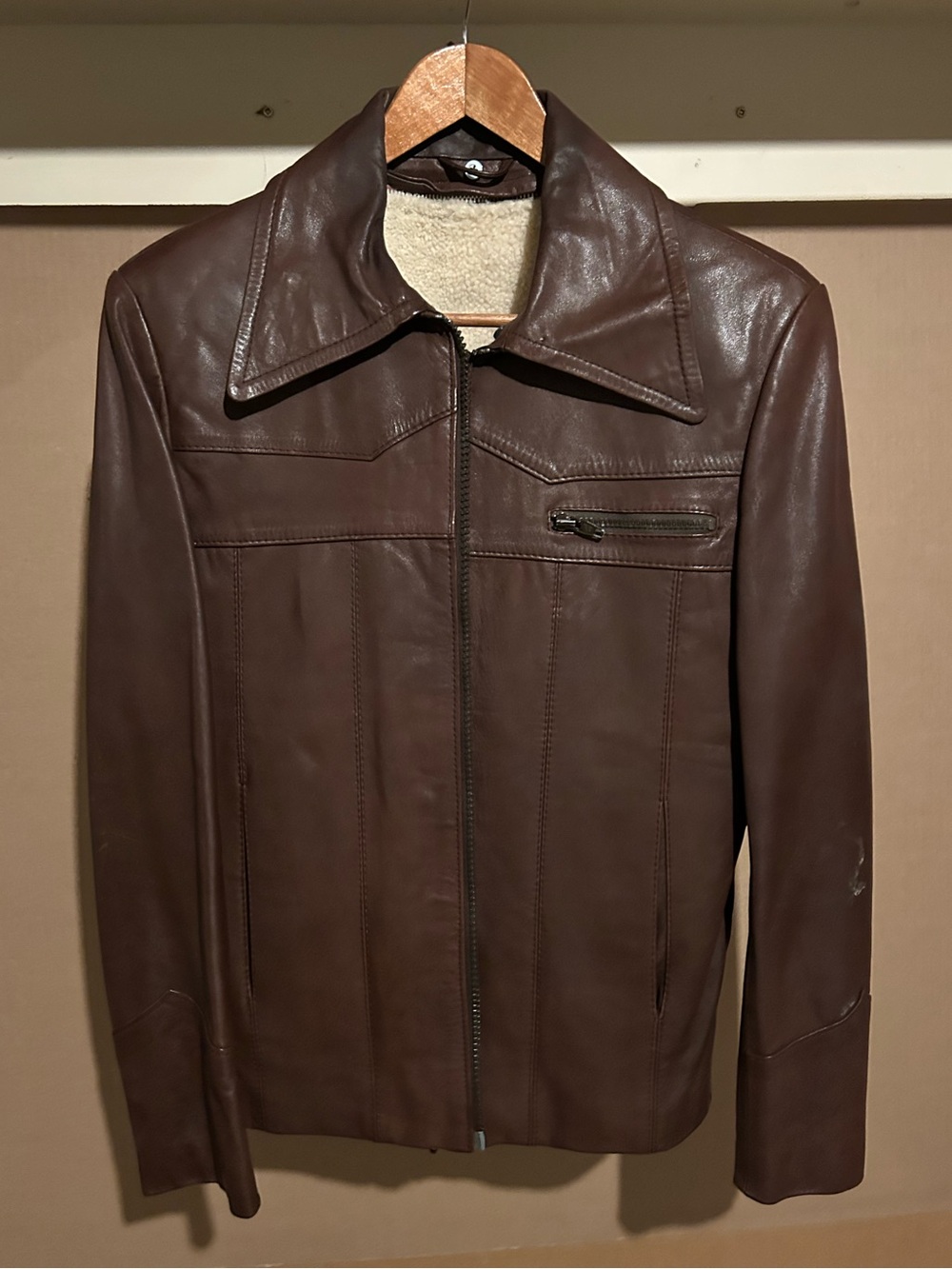 Vintage Women’s Brown Leather Zip Jacket w/ Removable Lined Vest